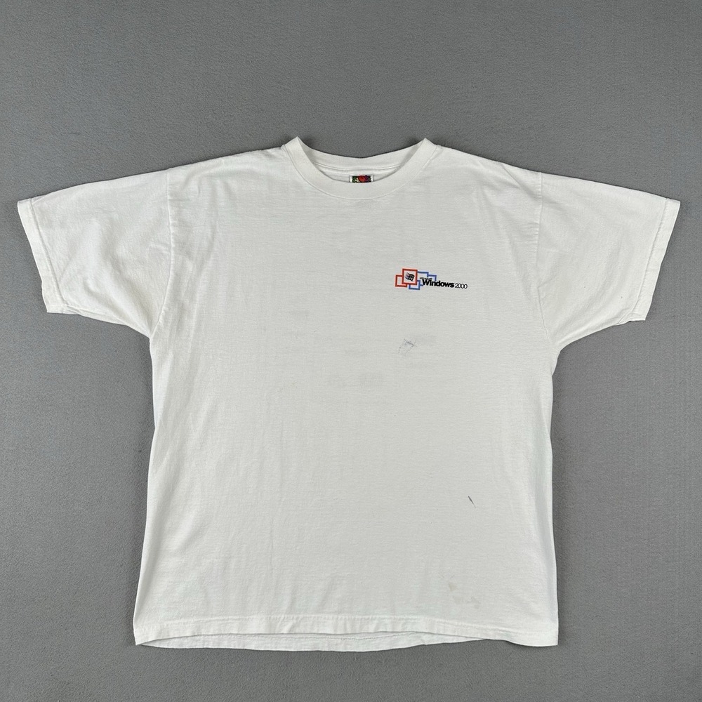 Vintage Windows 2000 Shirt Men's XL White Short Sleeve Microsoft Global Partners
